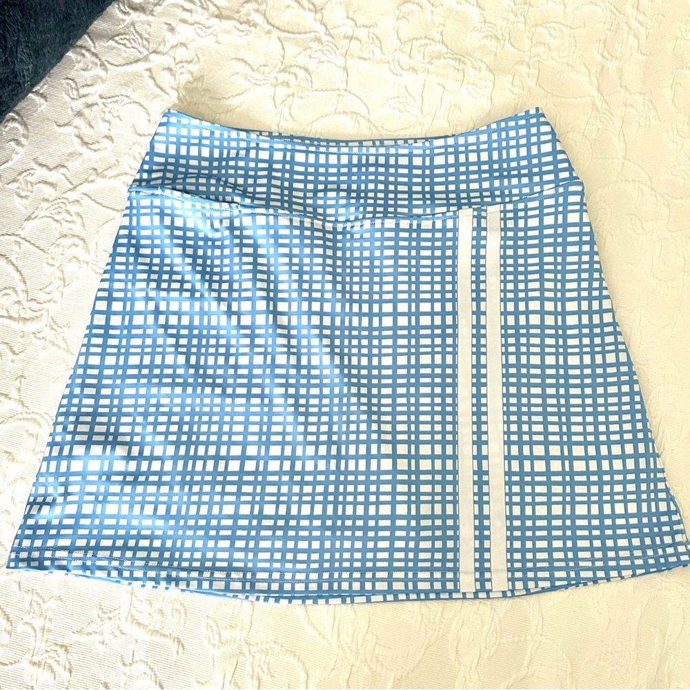 🆕 GOLFTINI Destiny Golf Skort Skirt Blue White Check Sz M NWOT